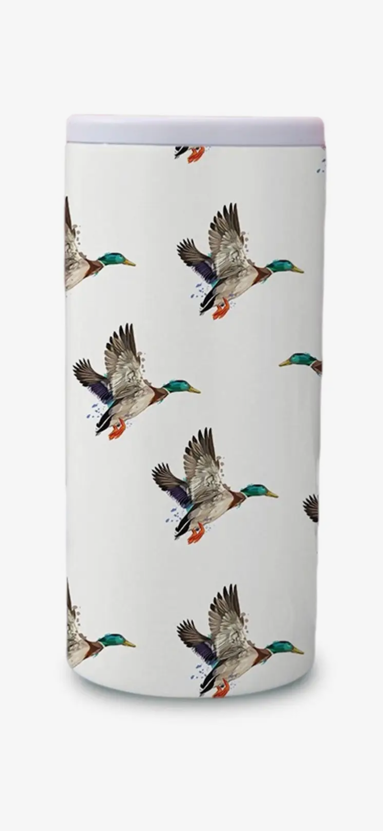 White Mallard Slim Can Koozie